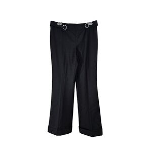 Tory Burch Black Wool Wide Leg Button Accent Pants